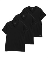 Calvin Klein カルバンクライン 3枚セット メンズ 半袖 Tシャツ ギフト プレゼント 下着 ラッピング無料(5.Vブラックセット-海外S(日本M相当))