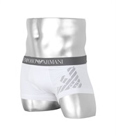 EMPORIO ARMANI/エンポリオ アルマーニ メンズ ローライズ ボクサーパンツ 下着 おしゃれ かっこいい 綿 ロゴ ワンポイント 無地 父の日 プレゼント(1.ホワイト-海外S(日本M相当))