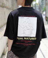 マルチプリントTシャツ│メンズ ユニセックス バックプリントTシャツ 韓国系ファッション ビッグサイズ ルーズフィット wear wearista(e ブラック-M)