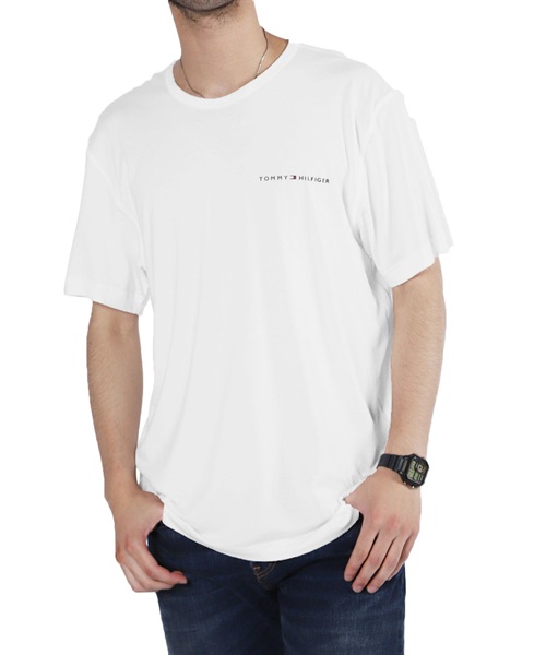 TOMMY HILFIGER トミー ヒルフィガー Cool Comfort メンズ クルーネック 半袖 Tシャツ ロゴ(09T3731)【メール便】(1.ホワイト-海外S(日本M相当))