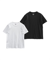 FRUIT OF THE LOOM/フルーツオブザルーム 2枚セット Tシャツ メンズ 半袖 クルーネック トップス カットソー 無地 セット 父の日 プレゼント(2.ホワイト×ブラック-M)