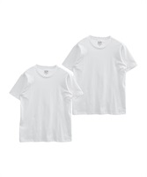 FRUIT OF THE LOOM/フルーツオブザルーム 2枚セット Tシャツ メンズ 半袖 クルーネック トップス カットソー 無地 セット 父の日 プレゼント(1.ホワイト×ホワイト-M)
