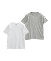 FRUIT OF THE LOOM/フルーツオブザルーム 2枚セット Tシャツ メンズ 半袖 クルーネック トップス カットソー 無地 セット 父の日 プレゼント(3.ホワイト×Mグレー-M)