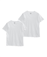 FRUIT OF THE LOOM/フルーツオブザルーム 2枚セット Tシャツ メンズ 半袖 Vネック トップス カットソー 無地 セット 父の日 プレゼント(1.ホワイト×ホワイト-M)