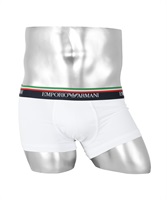 EMPORIO ARMANI/エンポリオ アルマーニ メンズ ローライズ ボクサーパンツ 下着 綿 かっこいい おしゃれ ロゴ ワンポイント 無地 ITALINA FLAG 彼 父の日 プレゼント(4.ホワイト-海外S(日本M相当))
