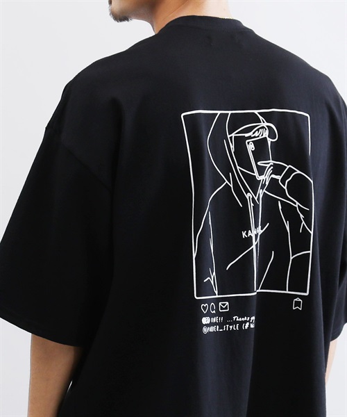 KANGOL別注オーバーサイズ刺繍ロゴTシャツ(aブラック-M)
