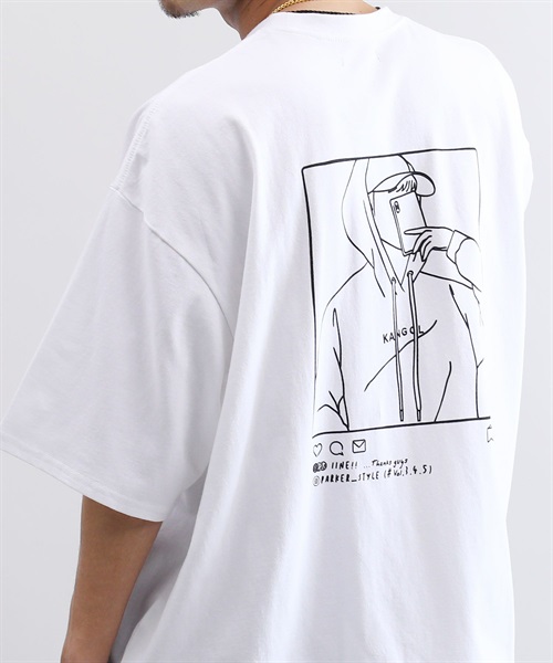 KANGOL別注オーバーサイズ刺繍ロゴTシャツ(aホワイト-L)