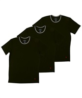 POLORALPHLAUREN ポロラルフローレン 3枚セット MINI TERRYメンズ クルーネック 半袖 Tシャツ ギフト プレゼント 男性 ラッピング無料(1.ブラックセット-海外S(日本M相当))