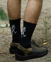 日本製 GRAMICCI LOGO PRINT SOCKS│グラミチ ソックス 靴下 ヒールロゴ ブラック ホワイト 黒 白 アウトドア【クーポン対象外】(ロゴブラック-フリーサイズ)