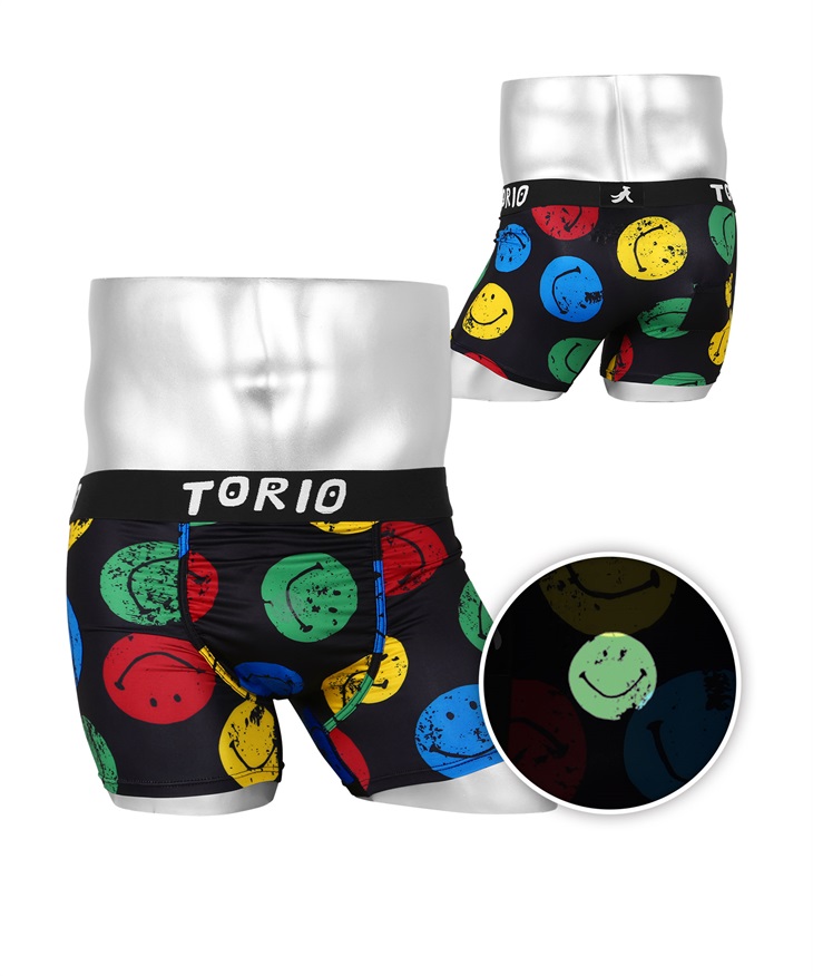 トリオ TORIO トリオ メンズ ボクサーパンツ2 ギフト ラッピング無料 おしゃれ かわいい かっこいい ツルツル おもしろ 芸能人 愛用  キャラクター キャラ(10.スマイルBLACK-XL)