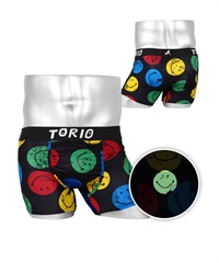 トリオ TORIO トリオ メンズ ボクサーパンツ ツルツル おもしろ 芸能人 愛用 蓄光 光る  キャラクター キャラ フード(11.スマイルBLACK-M)