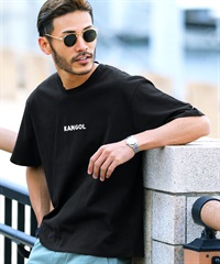 KANGOL(カンゴール) ブランド別注刺繍ロゴTシャツ(ブラックa-S)