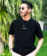 KANGOL(カンゴール) ブランド別注刺繍ロゴTシャツ(ブラックb-S)