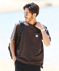 CARHARTT（カーハート）　ポケットTシャツ│メンズ ポケT ビッグTシャツ 大きいサイズ XXL 胸 ワンポイント ブランド(Dark Brown-S)