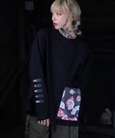 USAコットンマルチプリントロンTシャツ│GOC 韓国系ファッション ジーオーシー メンズ ロンT ロングスリープ プリントTシャツ(b ブラック-M)