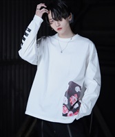 USAコットンマルチプリントロンTシャツ│GOC 韓国系ファッション ジーオーシー メンズ ロンT ロングスリープ プリントTシャツ(b ホワイト-M)