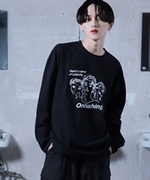 USAコットンマルチプリントロンTシャツ│GOC 韓国系ファッション ジーオーシー メンズ ロンT ロングスリープ プリントTシャツ(f ブラック-M)
