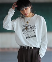 USAコットンマルチプリントロンTシャツ│GOC 韓国系ファッション ジーオーシー メンズ ロンT ロングスリープ プリントTシャツ(f ホワイト-M)