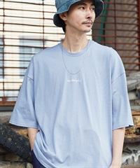 MARK別注オーバーサイズ刺繍ロゴTシャツ(aブルー-M)