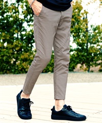 チノスキニーパンツ |  メンズ スキニー チノ ボトムス テーパード  男性 ファッション シンプル ズボン(グレージュ-S)