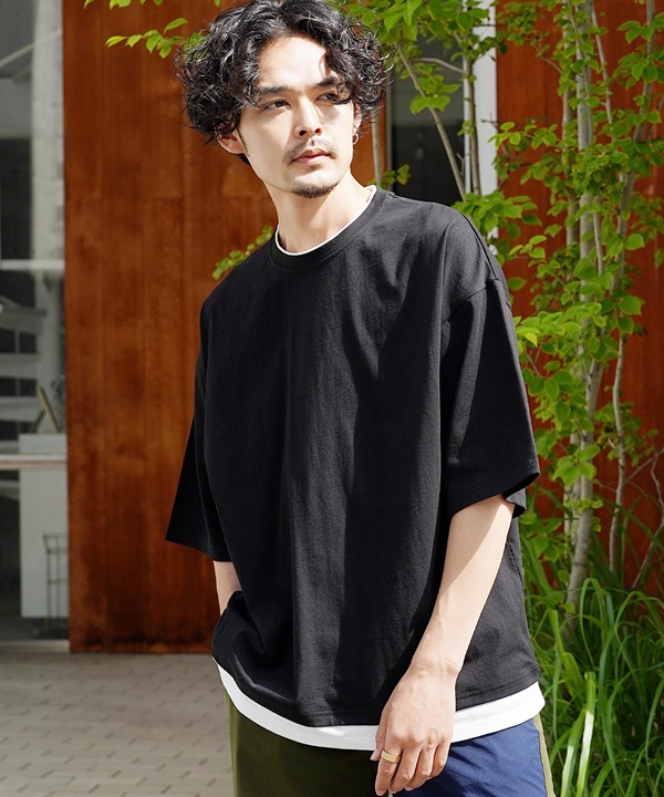 53cm袖丈ディースクエアード ワンポイント ロゴ Tシャツ レイヤード M ブラック