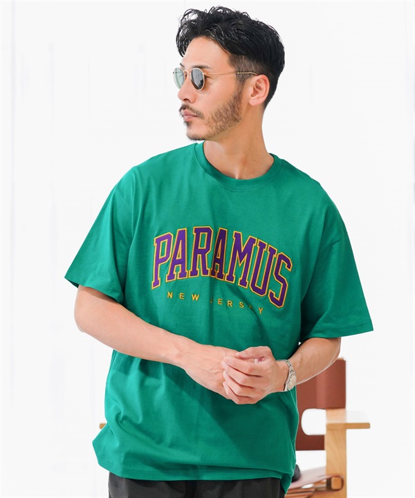 PARAMUS(パラマス) カレッジロゴTシャツ(グリーン-フリーサイズ)