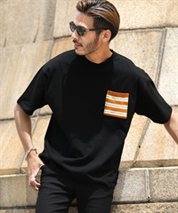 ニットポケット半袖Tシャツ(ブラック-M)