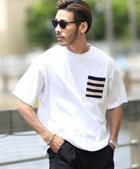 ニットポケット半袖Tシャツ(ホワイト-M)