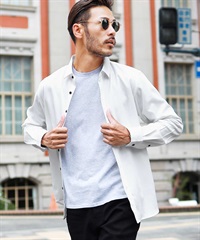 2タイプ TR長袖シャツ | レギュラーカラー バンドカラー 襟なし シャツ メンズ カジュアル(aホワイト-M)
