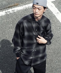 Cal Top Long Sleeve Shirts(BLACK×CHARCOAL-S)