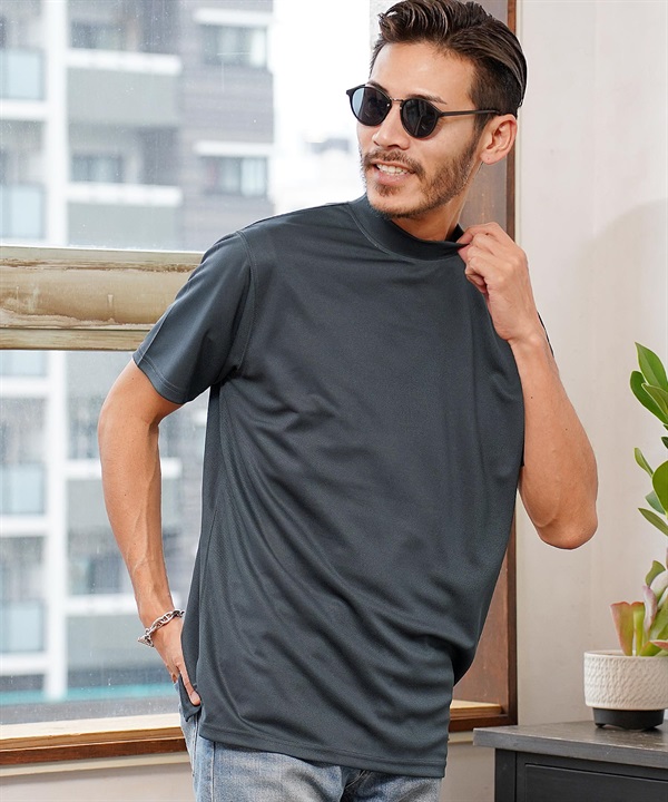カノコモックネックTシャツ(チャコールグレー-XL)