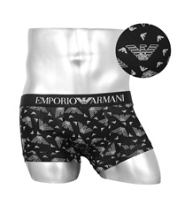 エンポリオ アルマーニ EMPORIO ARMANI ALL OVER EAGLE メンズ ローライズ ボクサーパンツ かっこいい 浅め 高級 ブランド ロゴ ワンポイント(2.ブラック-海外S(日本M相当))