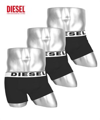 ディーゼル DIESEL 【3枚セット】UMBX-SHAWN メンズ ボクサーパンツ 綿 コットン 綿混 ツルツル パック  無地 ロゴ ワンポイント(1.Sブラックセット-海外XS(日本S相当))
