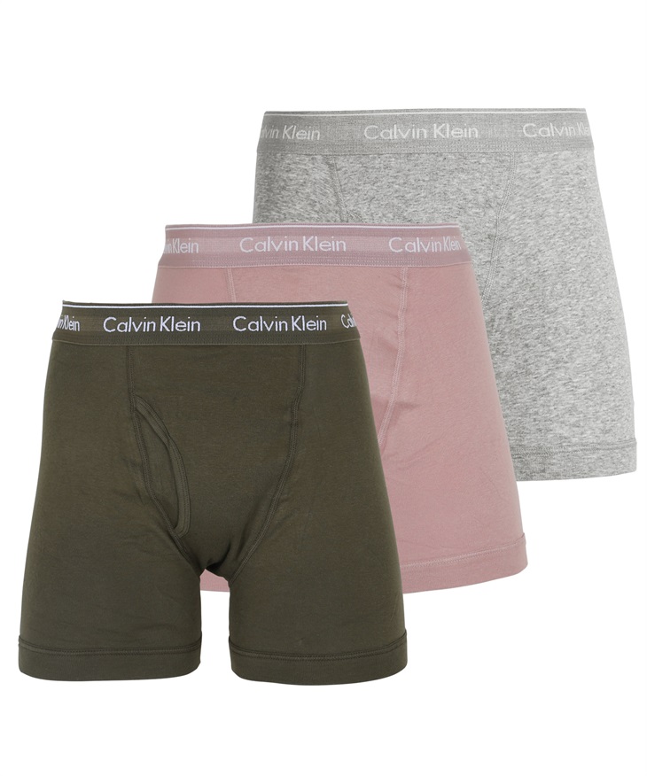 カルバンクライン Calvin Klein 【3枚セット】COTTON CLASSICS メンズ ロングボクサーパンツ(ダークオリーブセット-海外S(日本M相当))