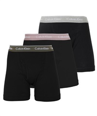 カルバンクライン Calvin Klein 【3枚セット】COTTON CLASSICS メンズ ロングボクサーパンツ(ブラックオリーブセット-海外S(日本M相当))