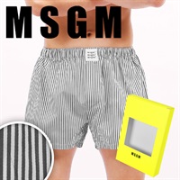 MSGM/エムエスジーエム メンズ トランクス アンダーウェア 下着 前閉じ  ボーダー ストライプ ロゴ ワンポイント MSGM BOXER 彼氏 夫 息子 プレゼント 通販(MMML70080)