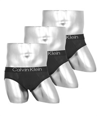 カルバンクライン Calvin Klein 【3枚セット】Eco Pure Modal メンズ ブリーフ ギフト ラッピング無料 ツルツル おしゃれ かっこいい ロゴ ワンポイント 無地(1.ブラックセット-海外S(日本M相当))
