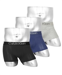 カルバンクライン Calvin Klein 【3枚セット】Eco Pure Modal メンズ ボクサーパンツ おしゃれ かっこいい モダール 通気性 伸縮性 高級 ブランド 無地 ロゴ(2.ブラックブルーセット-海外S(日本M相当))