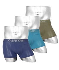 カルバンクライン Calvin Klein 【3枚セット】Eco Pure Modal メンズ ボクサーパンツ おしゃれ モダール 通気性 伸縮性 高級 ブランド 無地 ロゴ(3.ブルーシャドウセット-海外S(日本M相当))