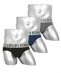 カルバンクライン Calvin Klein 【3枚セット】Sustainable Steel Micro メンズ ブリーフ ツルツル かっこいい おしゃれ 高級 ハイブランド 無地(2.ブラックマルチセット-海外S(日本M相当))