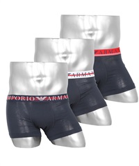 エンポリオ アルマーニ EMPORIO ARMANI 【3枚セット】Mixed waistband メンズ ローライズ ボクサーパンツ(2.マルチマリンセット-海外S(日本M相当))