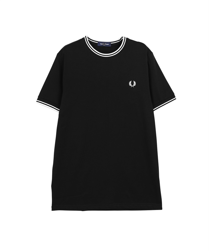 フレッドペリー FRED PERRY TWIN TIPPED メンズ 半袖 Tシャツ ギフト ラッピング無料 綿100% おしゃれ かっこいい  無地 ロゴ ワンポイント(2.ブラック-海外S(日本M相当))