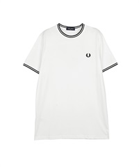 フレッドペリー FRED PERRY TWIN TIPPED メンズ 半袖 Tシャツ ギフト ラッピング無料 綿100% おしゃれ かっこいい  無地 ロゴ ワンポイント(1.ホワイト-海外S(日本M相当))