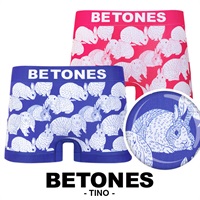BETONES/ビトーンズ TINO メンズ ボクサーパンツ アンダーウェア 下着 前閉じ おしゃれ かわいい ツルツル ラビット ウサギ モフモフ アニマル柄 動物 ワンポイント ロゴ ワンポイント