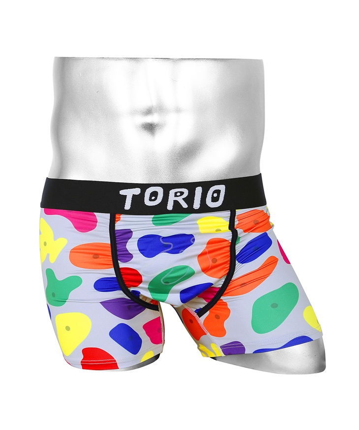 トリオ TORIO ボルダリング ボクサーパンツ メンズ ギフト ラッピング無料   ロゴ ワンポイント 【メール便】(カラフル-M)