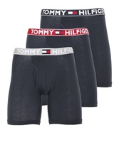 TOMMY HILFIGER トミー ヒルフィガー 3枚セット Comfort メンズ ロングボクサーパンツ ギフト プレゼント 男性下着 ラッピング無料(2.ネイビーセット-海外S(日本M相当))