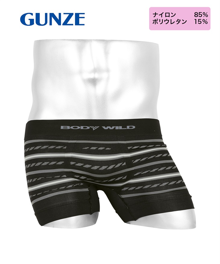 グンゼ GUNZE BODY WILD 立体成型 メンズ ボクサーパンツ 【メール便】(【A】ブラック961J-M)