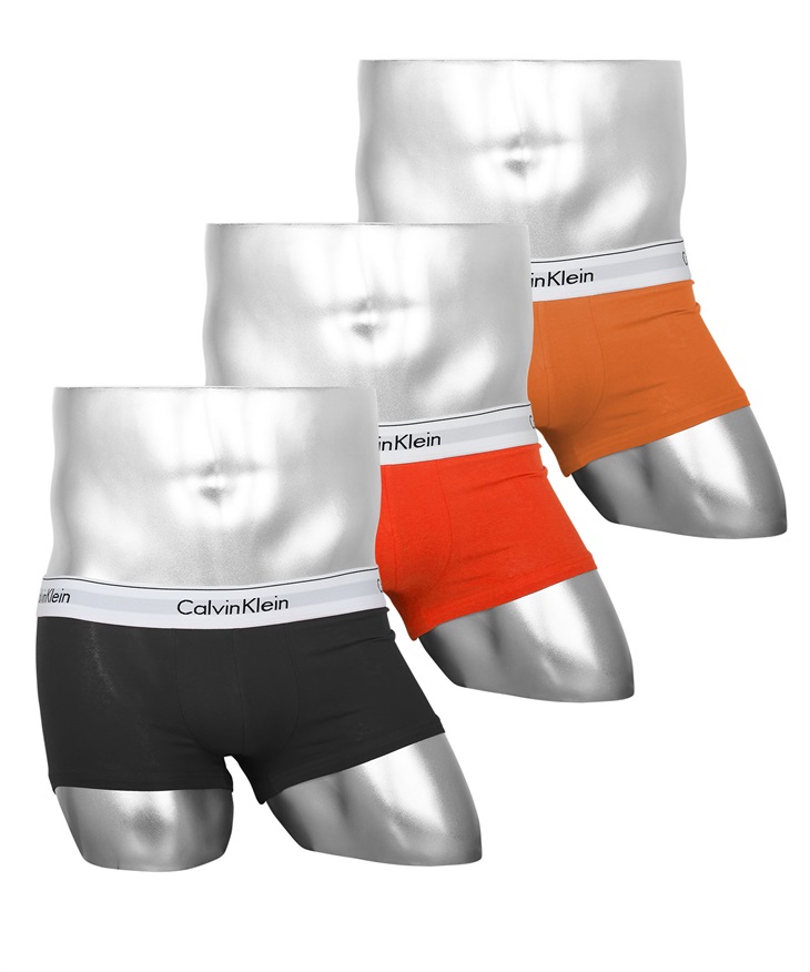 カルバンクライン Calvin Klein 【3枚セット】Modern Cotton Stretch メンズ ローライズボクサーパンツ(ブラックオレンジセット-海外S(日本M相当))