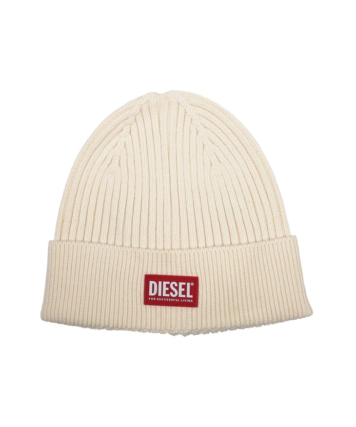 ディーゼル DIESEL K-CODER-G 2X2 ニット帽 ギフト ラッピング無料 帽子 おしゃれ 暖かい シンプル ウール混  ロゴ ワンポイント 無地(3.ホワイト-フリーサイズ)