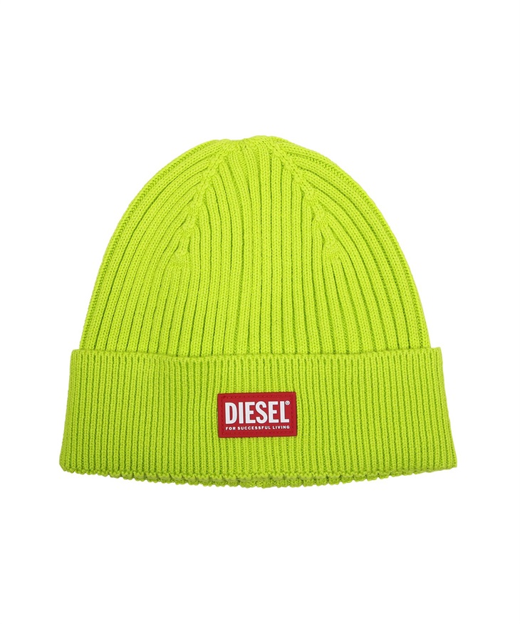 ディーゼル DIESEL K-CODER-G 2X2 ニット帽 ギフト ラッピング無料 帽子 おしゃれ 暖かい シンプル ウール混  ロゴ ワンポイント 無地(4.イエロー-フリーサイズ)